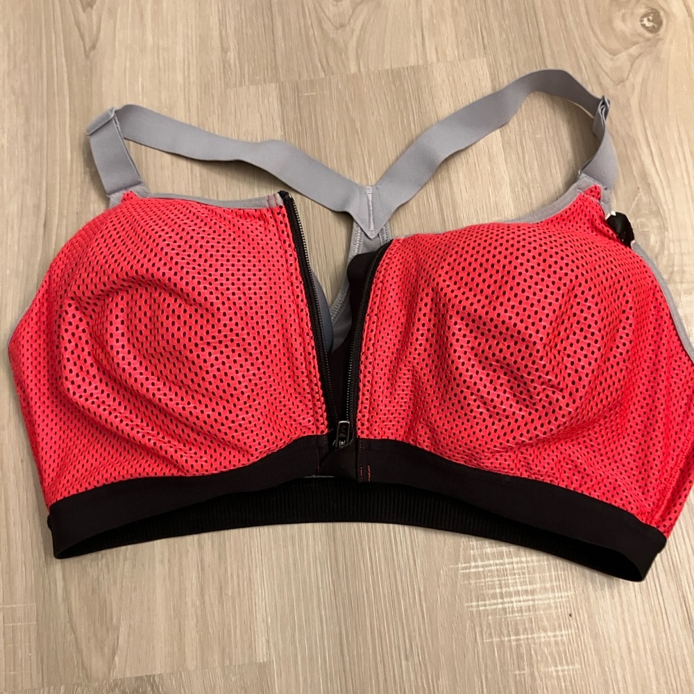Victoria's Secret Red and Gray Sporty Mesh Bra